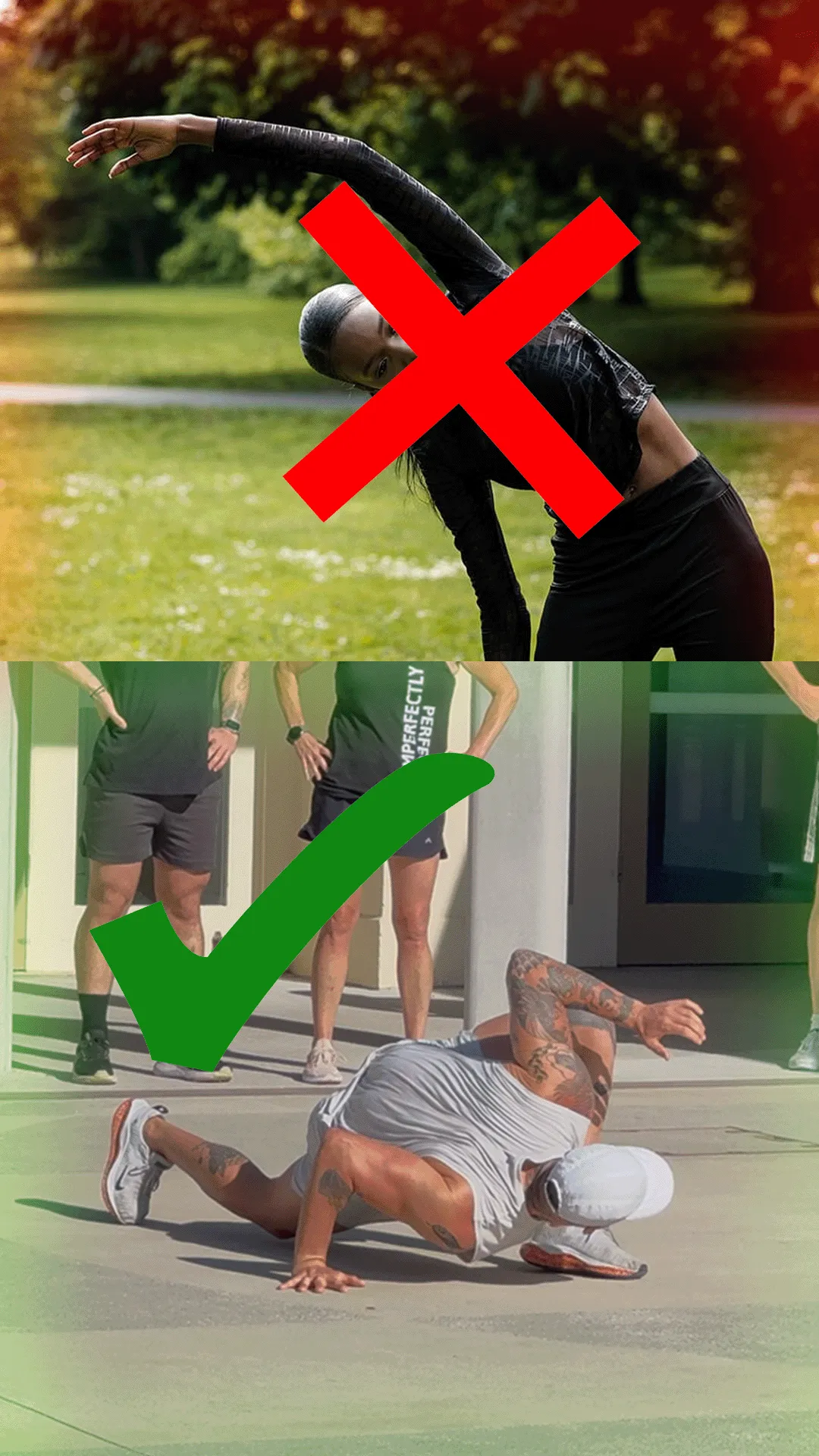 Wrong way to stretch vs. the How to Flex method